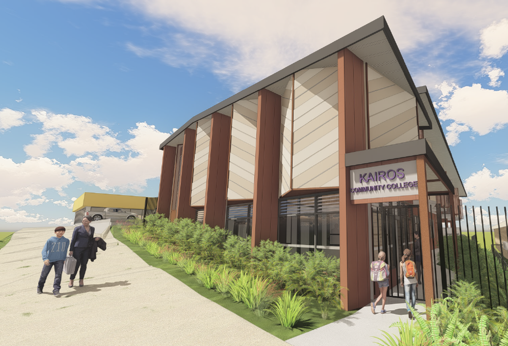 architectural render of school campus